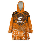 Giants Football Wearable Blanket Hoodie GWS Aboriginal Mix Polynesian Pattern LT14