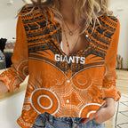 Giants Football Women Casual Shirt GWS Aboriginal Mix Polynesian Pattern LT14
