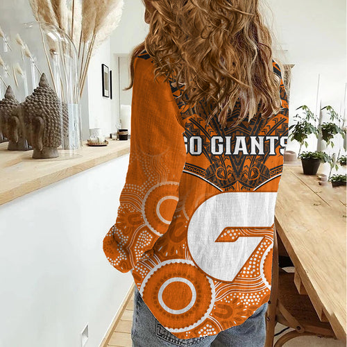 Giants Football Women Casual Shirt GWS Aboriginal Mix Polynesian Pattern LT14