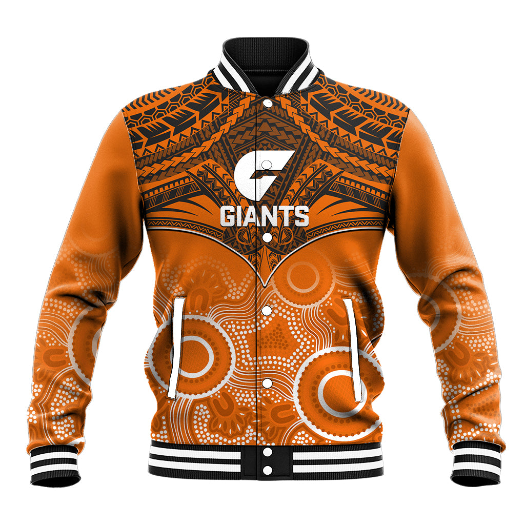 Personalised Giants Football Baseball Jacket GWS Aboriginal Mix Polynesian Pattern LT14