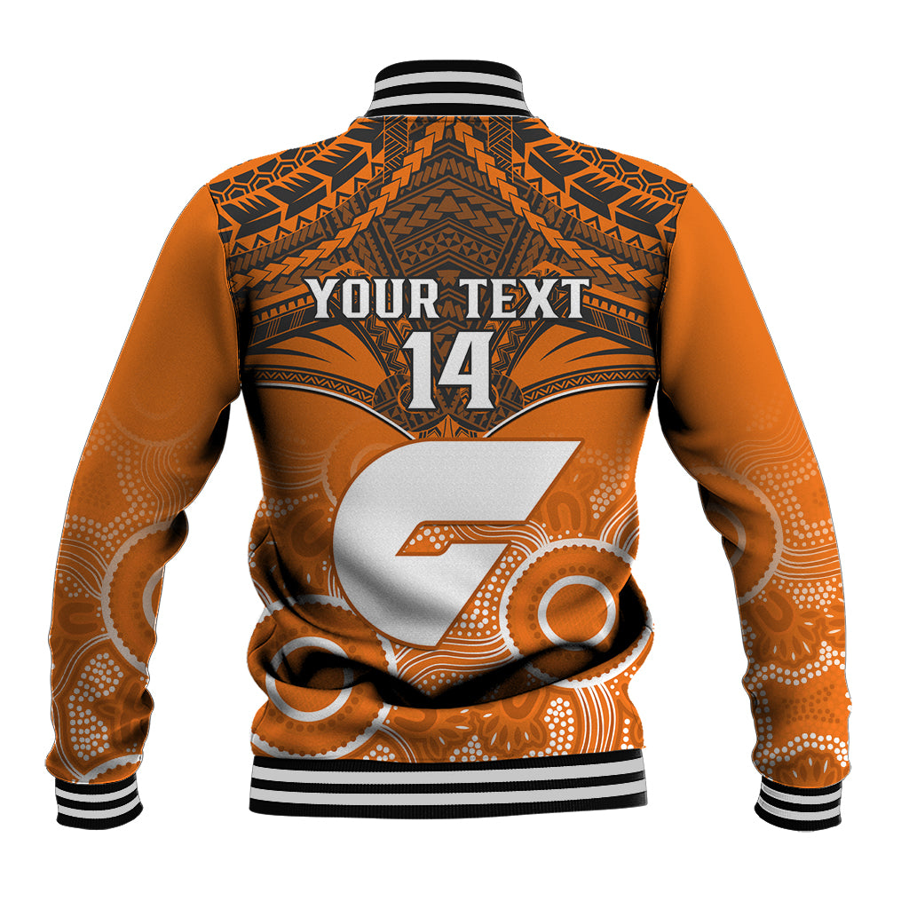 Personalised Giants Football Baseball Jacket GWS Aboriginal Mix Polynesian Pattern LT14