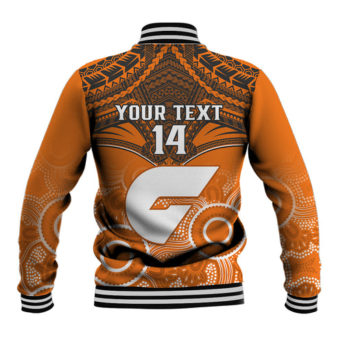 Personalised Giants Football Baseball Jacket GWS Aboriginal Mix Polynesian Pattern LT14