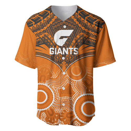 Personalised Giants Football Baseball Jersey GWS Aboriginal Mix Polynesian Pattern LT14
