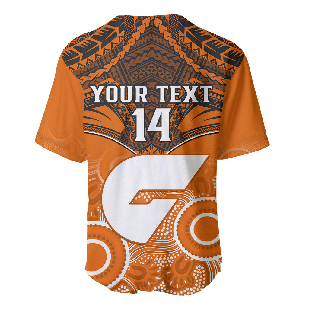 Personalised Giants Football Baseball Jersey GWS Aboriginal Mix Polynesian Pattern LT14