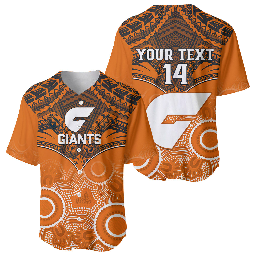 Personalised Giants Football Baseball Jersey GWS Aboriginal Mix Polynesian Pattern LT14