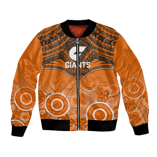 Personalised Giants Football Bomber Jacket GWS Aboriginal Mix Polynesian Pattern LT14