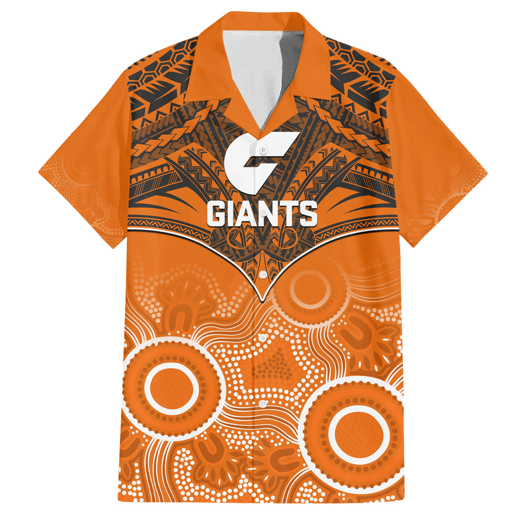 Personalised Giants Football Hawaiian Shirt GWS Aboriginal Mix Polynesian Pattern LT14