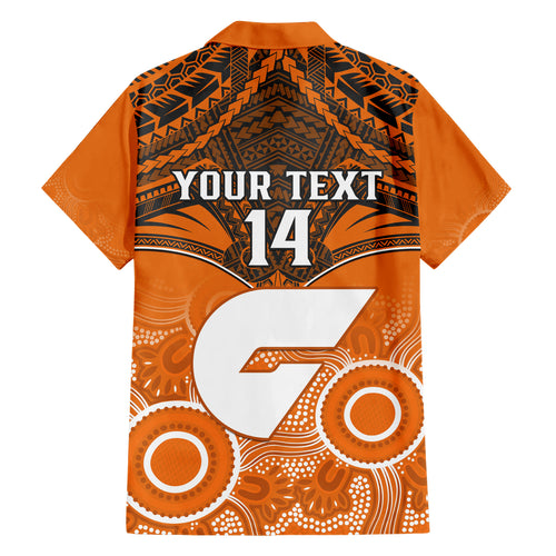Personalised Giants Football Hawaiian Shirt GWS Aboriginal Mix Polynesian Pattern LT14