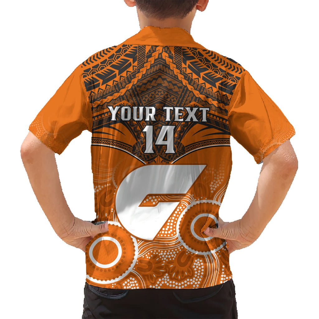 Personalised Giants Football Hawaiian Shirt GWS Aboriginal Mix Polynesian Pattern LT14