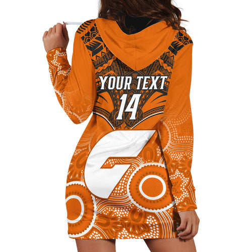 Personalised Giants Football Hoodie Dress GWS Aboriginal Mix Polynesian Pattern LT14