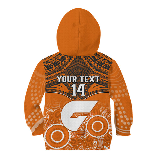 Personalised Giants Football Kid Hoodie GWS Aboriginal Mix Polynesian Pattern LT14