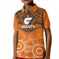 Personalised Giants Football Kid Polo Shirt GWS Aboriginal Mix Polynesian Pattern LT14