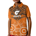 Personalised Giants Football Kid Polo Shirt GWS Aboriginal Mix Polynesian Pattern LT14