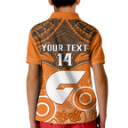 Personalised Giants Football Kid Polo Shirt GWS Aboriginal Mix Polynesian Pattern LT14