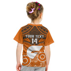 Personalised Giants Football Kid T Shirt GWS Aboriginal Mix Polynesian Pattern LT14
