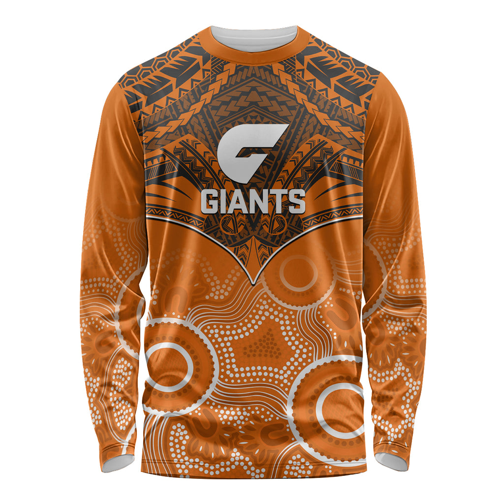 Personalised Giants Football Long Sleeve Shirt GWS Aboriginal Mix Polynesian Pattern LT14