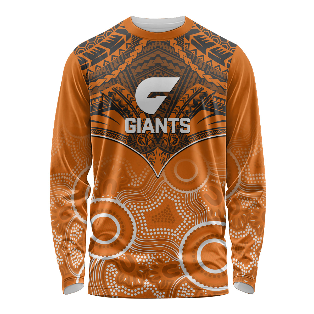 Personalised Giants Football Long Sleeve Shirt GWS Aboriginal Mix Polynesian Pattern LT14