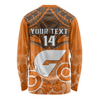 Personalised Giants Football Long Sleeve Shirt GWS Aboriginal Mix Polynesian Pattern LT14