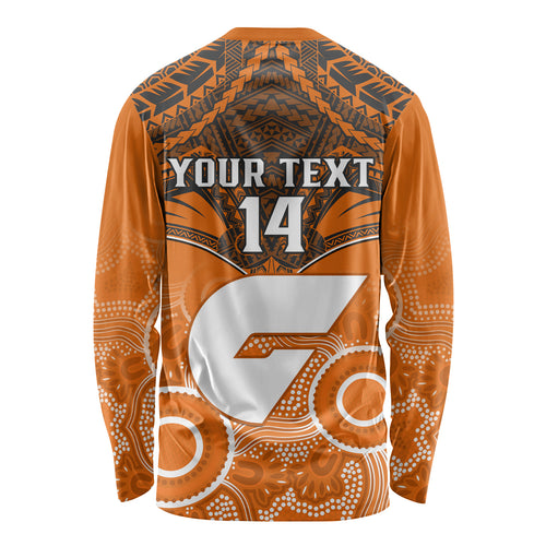Personalised Giants Football Long Sleeve Shirt GWS Aboriginal Mix Polynesian Pattern LT14