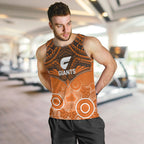 Personalised Giants Football Men Tank Top GWS Aboriginal Mix Polynesian Pattern LT14