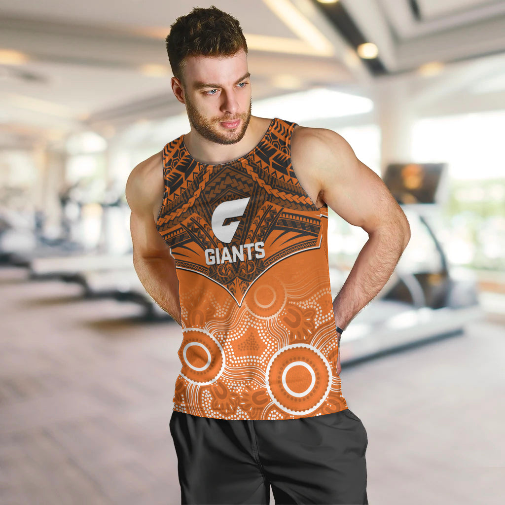 Personalised Giants Football Men Tank Top GWS Aboriginal Mix Polynesian Pattern LT14