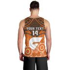 Personalised Giants Football Men Tank Top GWS Aboriginal Mix Polynesian Pattern LT14