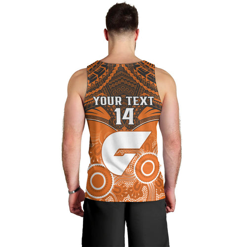 Personalised Giants Football Men Tank Top GWS Aboriginal Mix Polynesian Pattern LT14