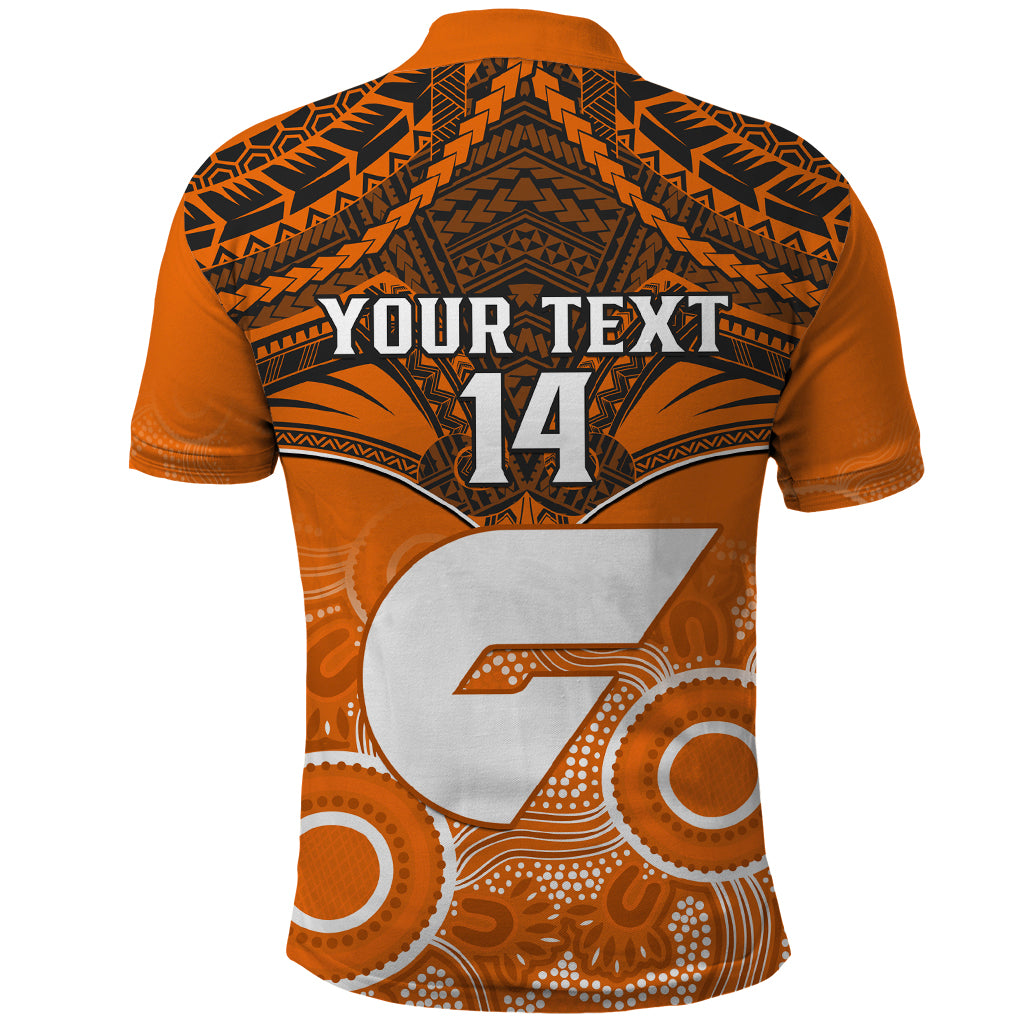 Personalised Giants Football Polo Shirt GWS Aboriginal Mix Polynesian Pattern LT14