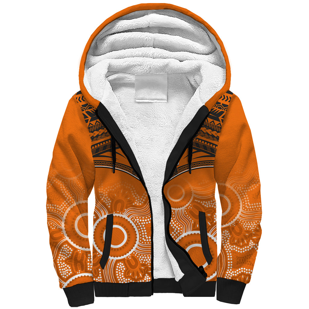 Personalised Giants Football Sherpa Hoodie GWS Aboriginal Mix Polynesian Pattern LT14