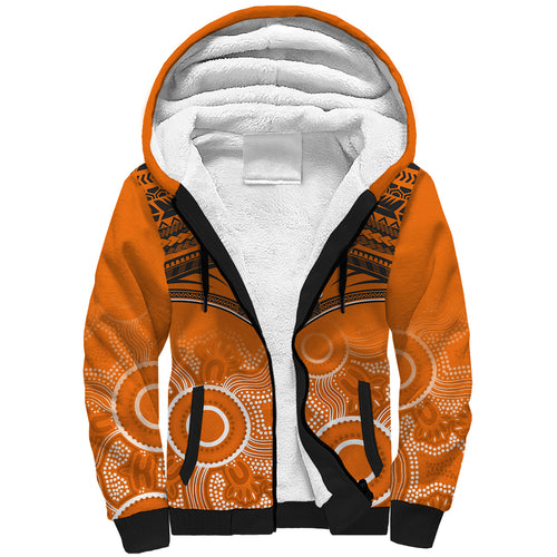 Personalised Giants Football Sherpa Hoodie GWS Aboriginal Mix Polynesian Pattern LT14