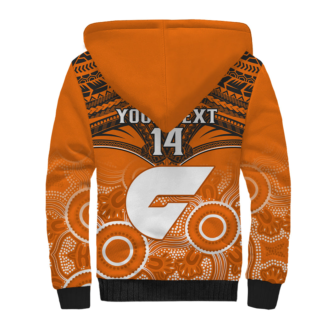 Personalised Giants Football Sherpa Hoodie GWS Aboriginal Mix Polynesian Pattern LT14