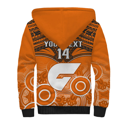 Personalised Giants Football Sherpa Hoodie GWS Aboriginal Mix Polynesian Pattern LT14