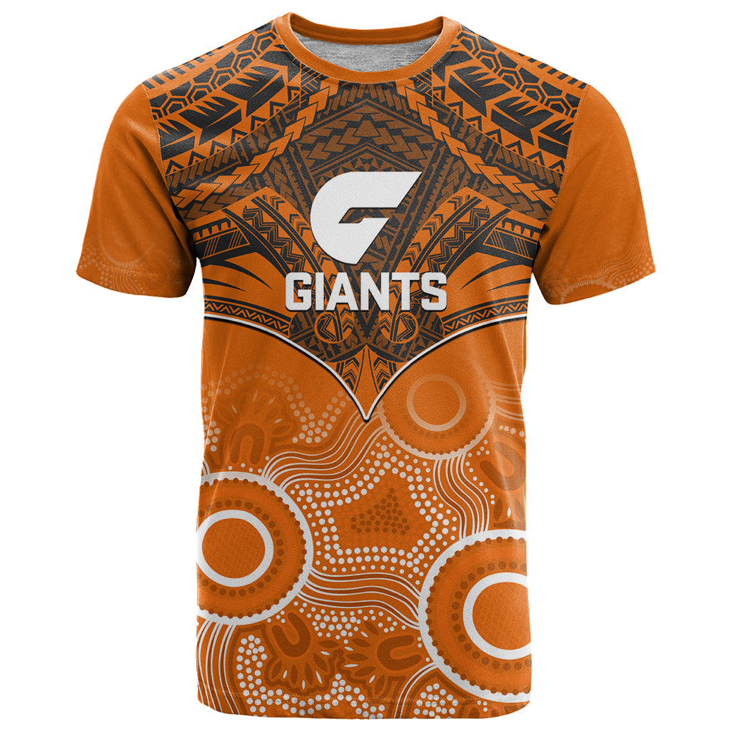 Personalised Giants Football T Shirt GWS Aboriginal Mix Polynesian Pattern LT14