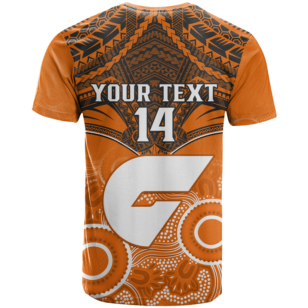 Personalised Giants Football T Shirt GWS Aboriginal Mix Polynesian Pattern LT14