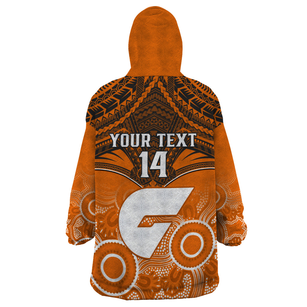 Personalised Giants Football Wearable Blanket Hoodie GWS Aboriginal Mix Polynesian Pattern LT14