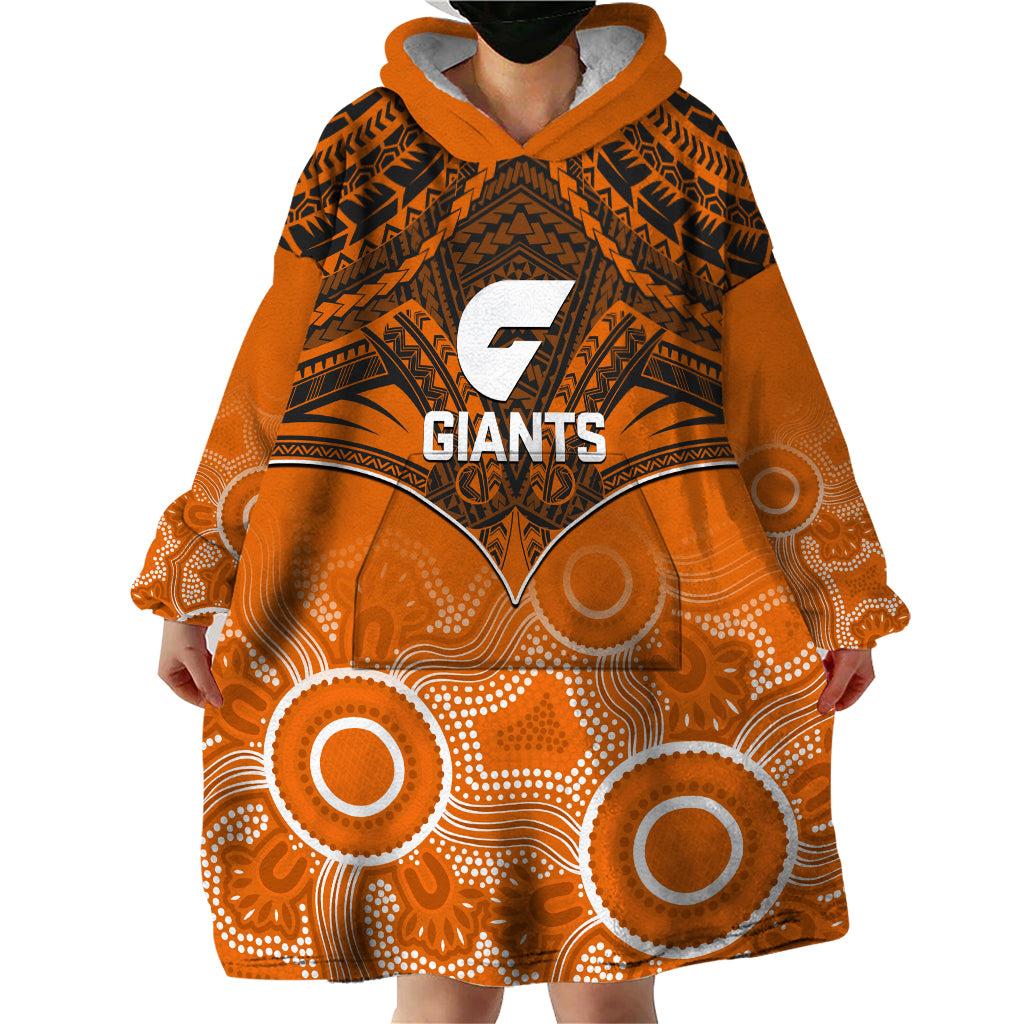 Personalised Giants Football Wearable Blanket Hoodie GWS Aboriginal Mix Polynesian Pattern LT14
