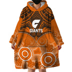 Personalised Giants Football Wearable Blanket Hoodie GWS Aboriginal Mix Polynesian Pattern LT14