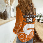 Personalised Giants Football Women Casual Shirt GWS Aboriginal Mix Polynesian Pattern LT14