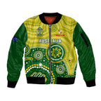 personalised-australia-cricket-sleeve-zip-bomber-jacket-aboriginal-2023-go-champions-world-cup