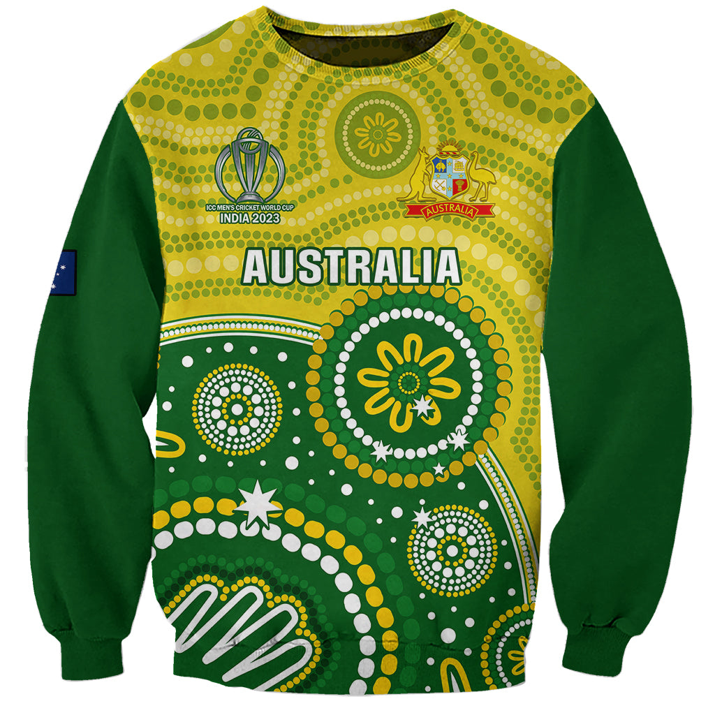 personalised-australia-cricket-sweatshirt-aboriginal-2023-go-champions-world-cup
