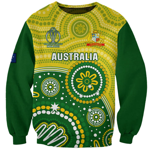 personalised-australia-cricket-sweatshirt-aboriginal-2023-go-champions-world-cup