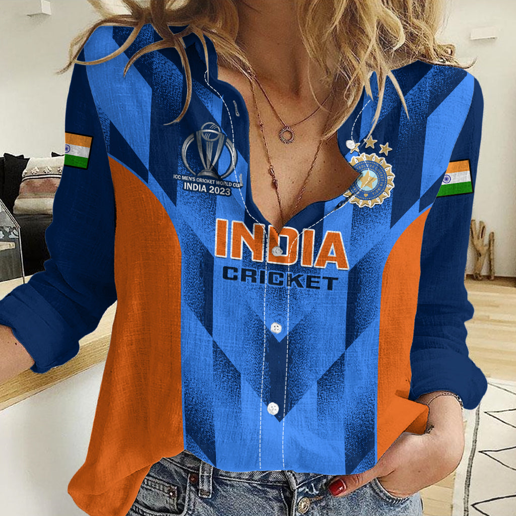 India Cricket Women Casual Shirt Men In Blue 2023 Go Champions World Cup LT14