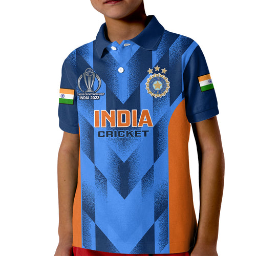 personalised-india-cricket-kid-polo-shirt-men-in-blue-2023-go-champions-world-cup