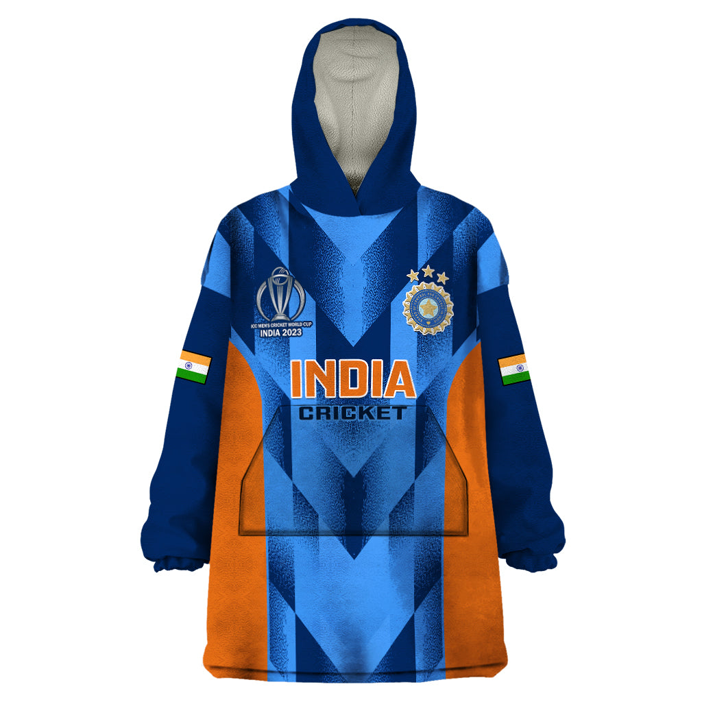 personalised-india-cricket-wearable-blanket-hoodie-men-in-blue-2023-go-champions-world-cup