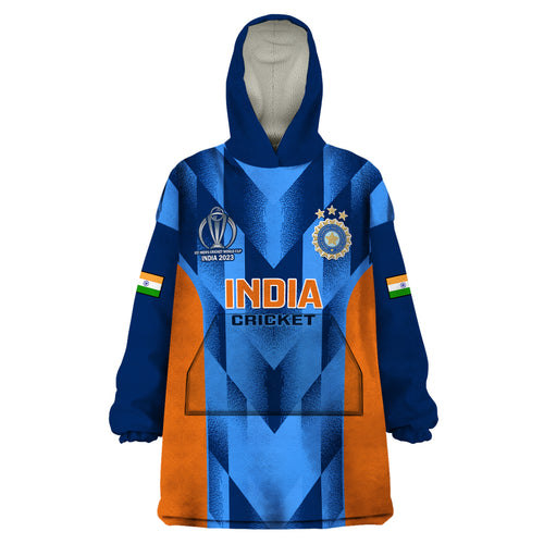 personalised-india-cricket-wearable-blanket-hoodie-men-in-blue-2023-go-champions-world-cup