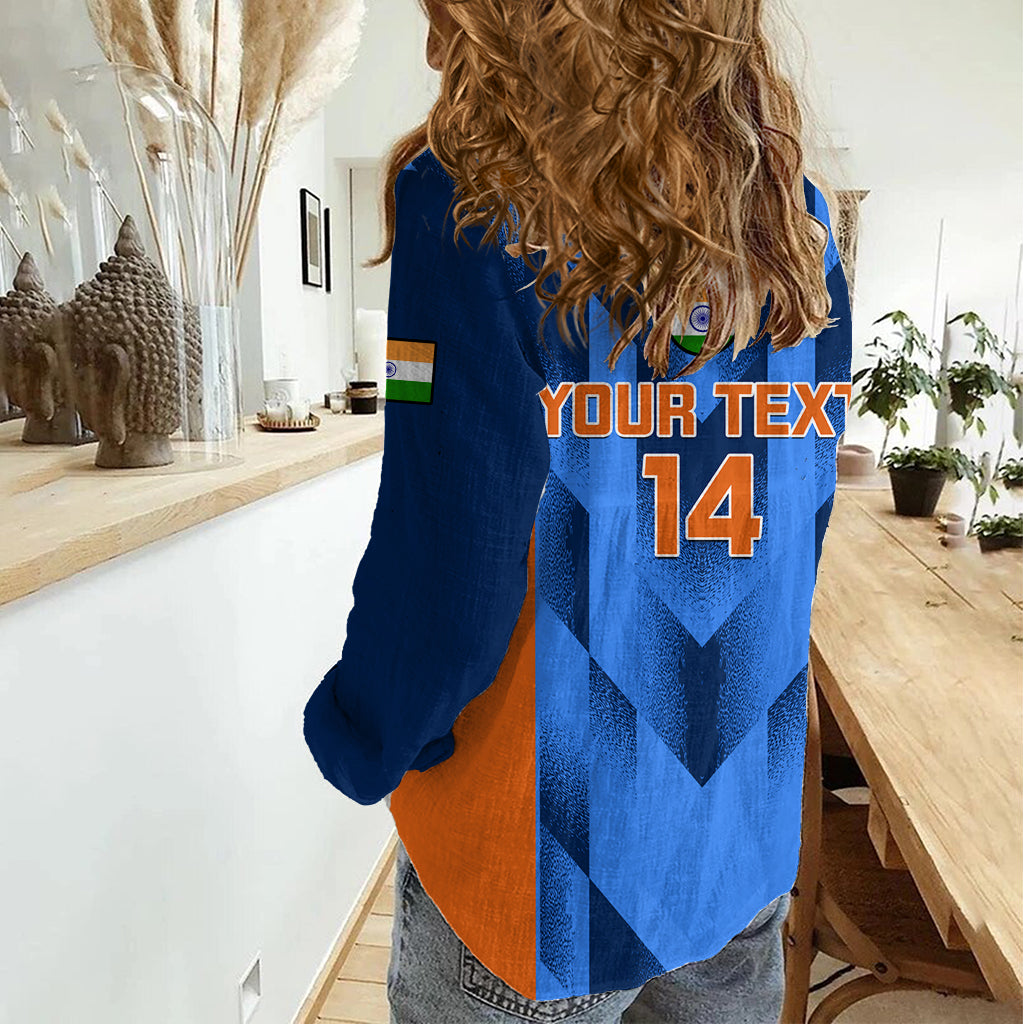 Personalised India Cricket Women Casual Shirt Men In Blue 2023 Go Champions World Cup LT14
