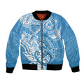Personalised New Zealand Autism Awareness Bomber Jacket NZ Fern With Maori Koru Lizard
