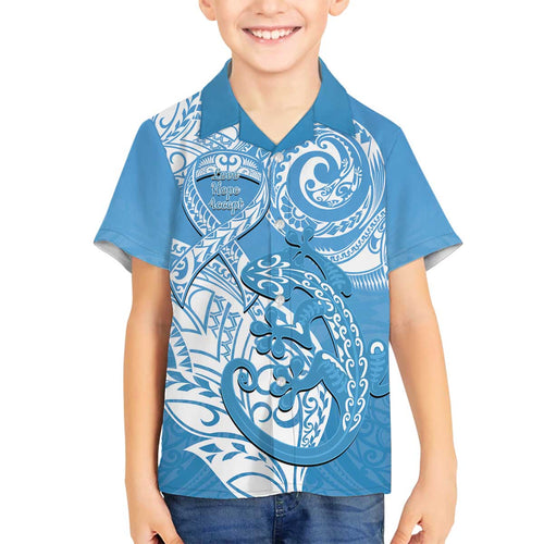 Personalised New Zealand Autism Awareness Family Matching Off Shoulder Short Dress and Hawaiian Shirt NZ Fern With Maori Koru Lizard