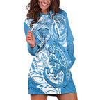 Personalised New Zealand Autism Awareness Hoodie Dress NZ Fern With Maori Koru Lizard