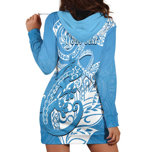 Personalised New Zealand Autism Awareness Hoodie Dress NZ Fern With Maori Koru Lizard